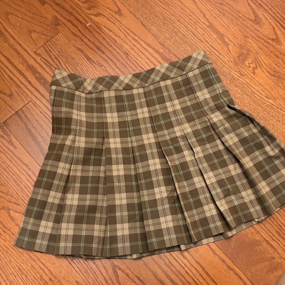 Sunday Best Brown and Tan Plaid Skirt